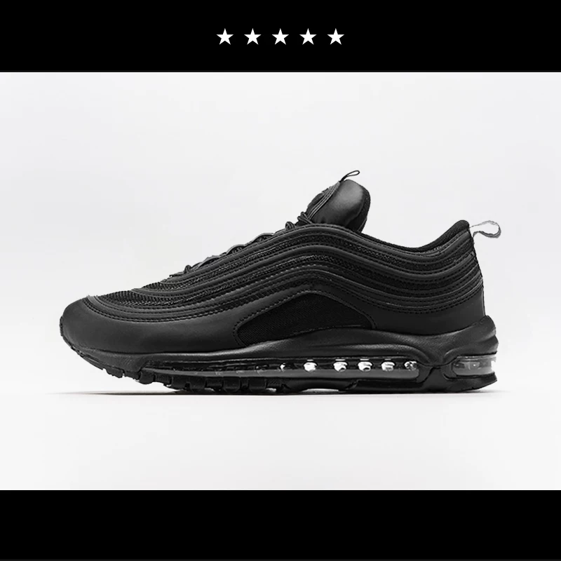 Northern summer shoes men's shoes classic retro running shoes full palm air cushion shoes men and women all black comfortable casual sports shoes