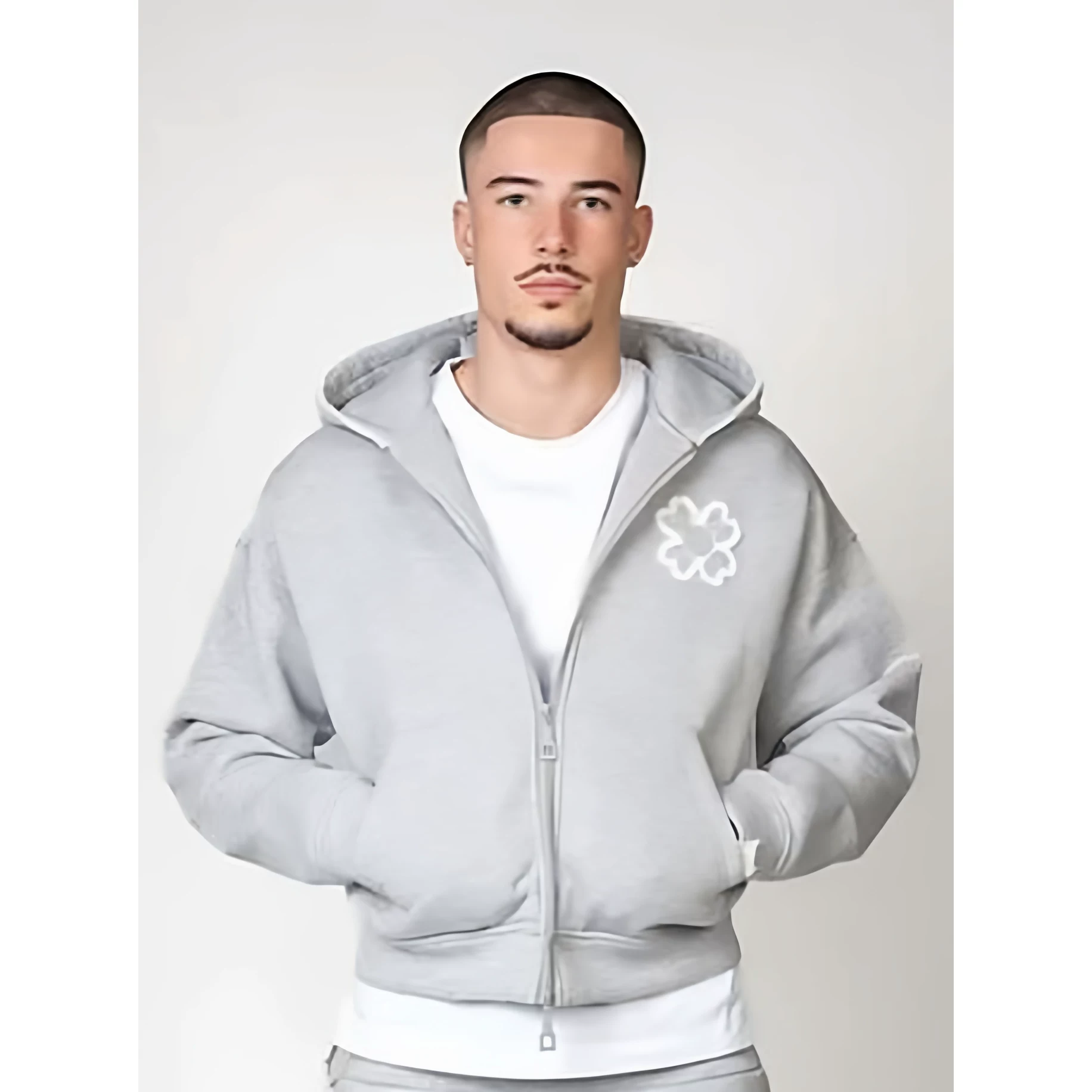 Y2k American retro trend style gray black green solid color casual loose fit hooded zipper sweatshirt jacket ins
