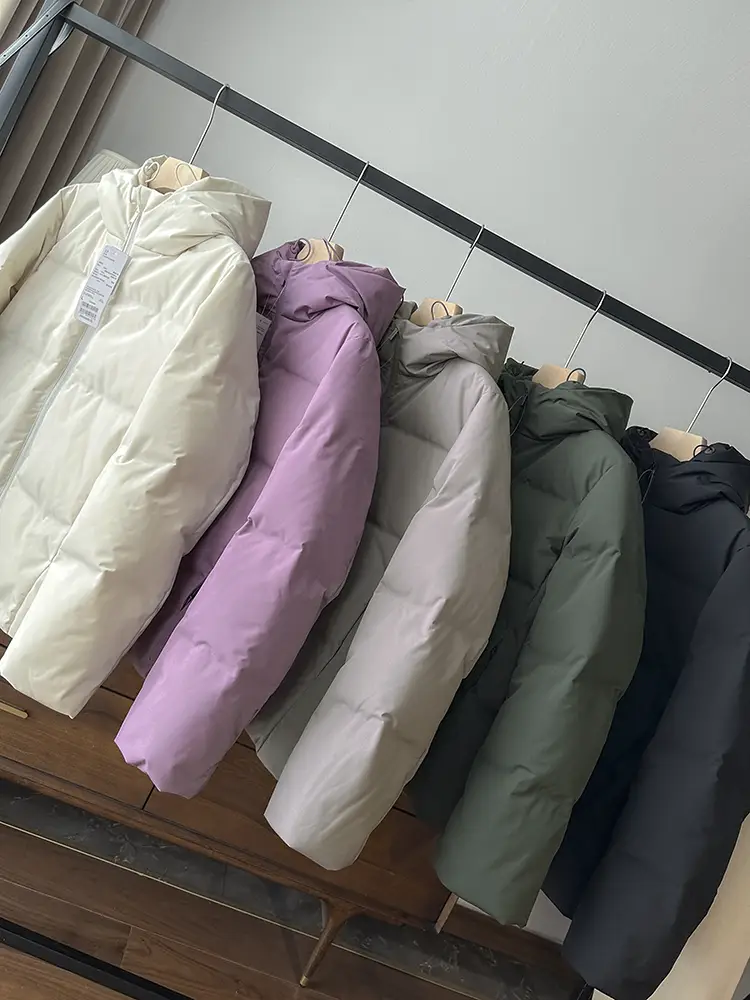 899 +! 90 White Duck down Hooded Pure Color Embossed Quilted down Jacket Female Winter New
