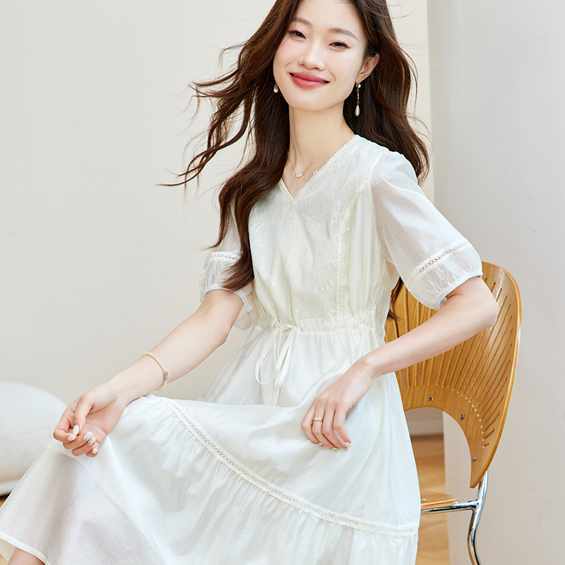 2024 Dress Women's Summer Elegant Celebrity Fashion Beautiful Goddess Fan Age-reducing Belly-covering A- line Dress for Small Women