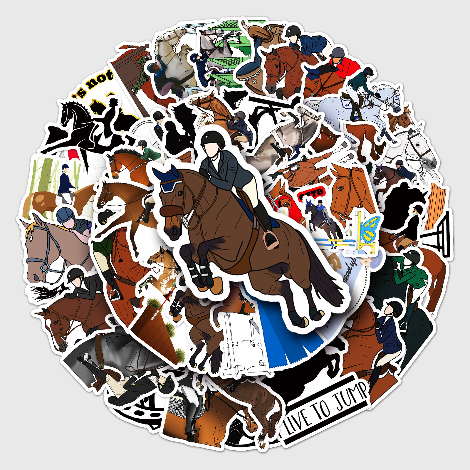 50 equestrian graffiti personality cartoon sports goo card cross-border DIY mobile phone luggage stickers waterproof