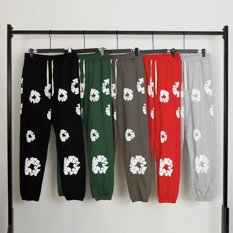 European and American Trendy Brand Pure Cotton Terry Loose Trousers for Men and Women, Straight-Leg Sports Casual Sweatpants