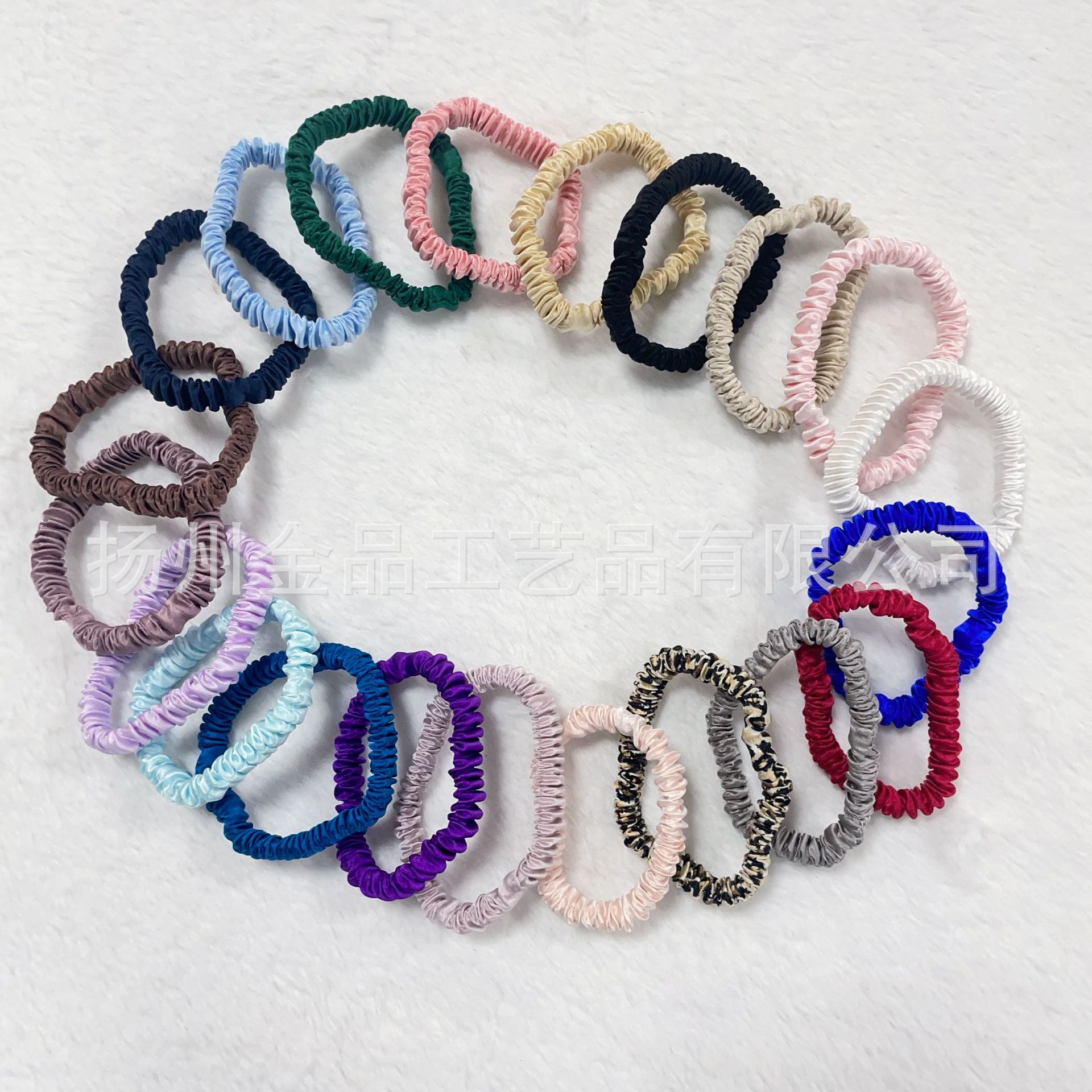19mm Silk Thin Hair Tie Elegant Mulberry Silk Solid Color Scrunchie French Retro Small Thin Hair Accessory