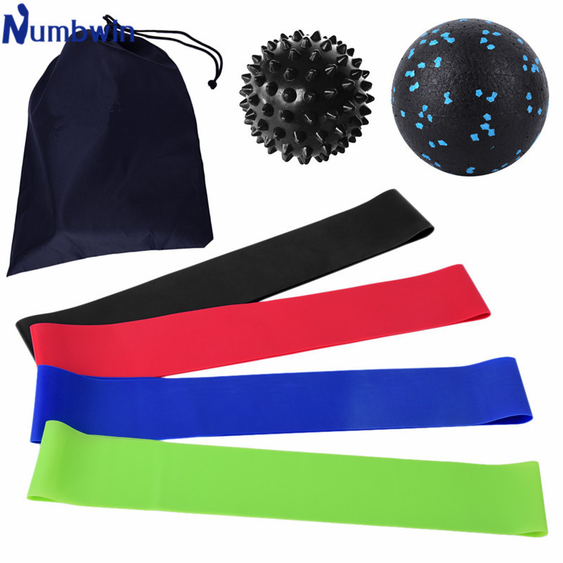 Latex 600 elastic ring seven-piece fitness yoga fascia ball set hardness stab ball tension belt small equipment