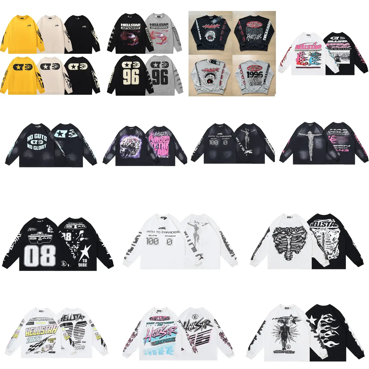 Hellstar Hoodie American Cross-Border Autumn Clothing Men's Loose High Street Women's Long-Sleeved Sweatshirt Washed Printed Thin Style