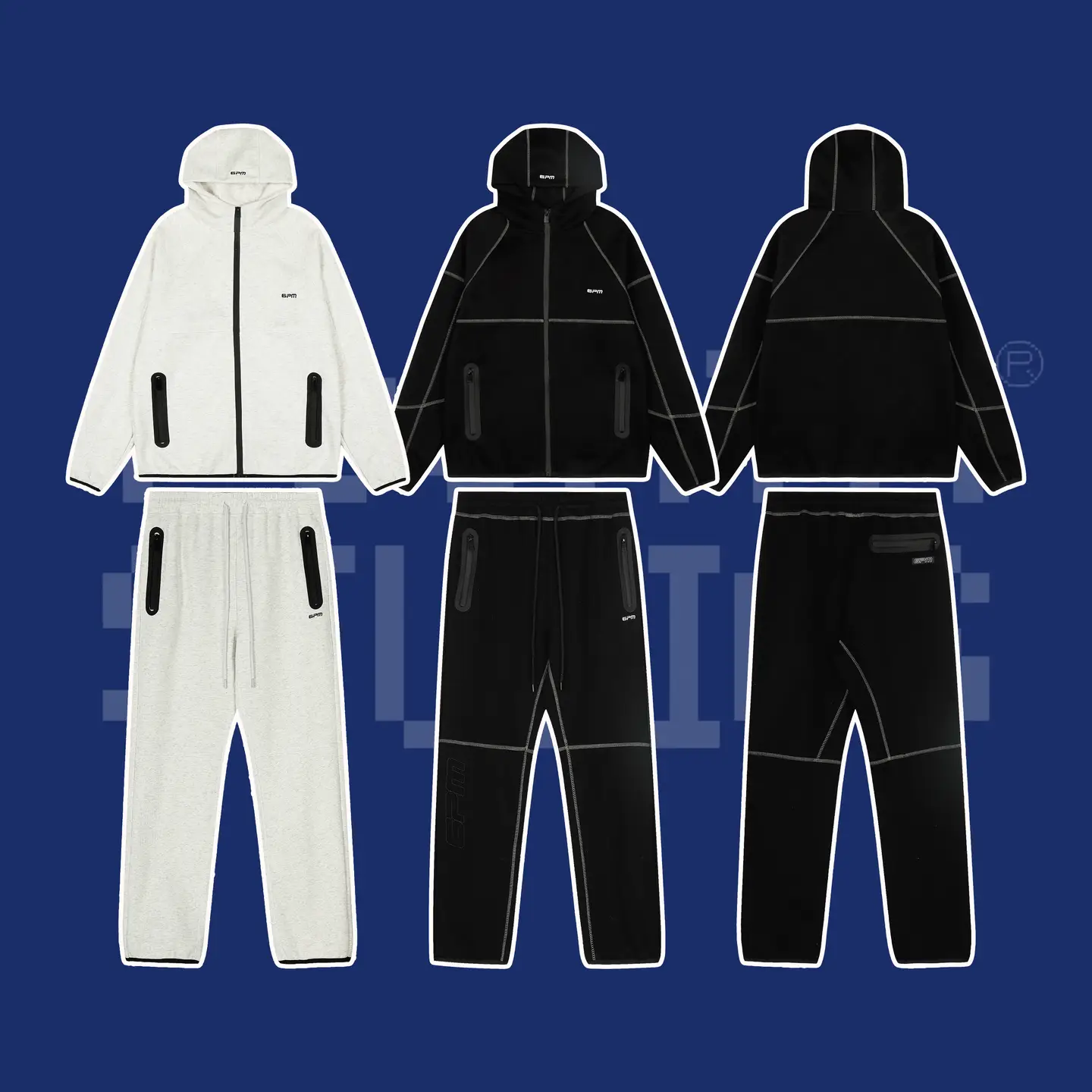 Fstu/6Pm Sweatshirt Set, Same Style as European and American Celebrities, Ukdrilldrip Hip-Hop Rap, Loose Fit, Sports and Leisure