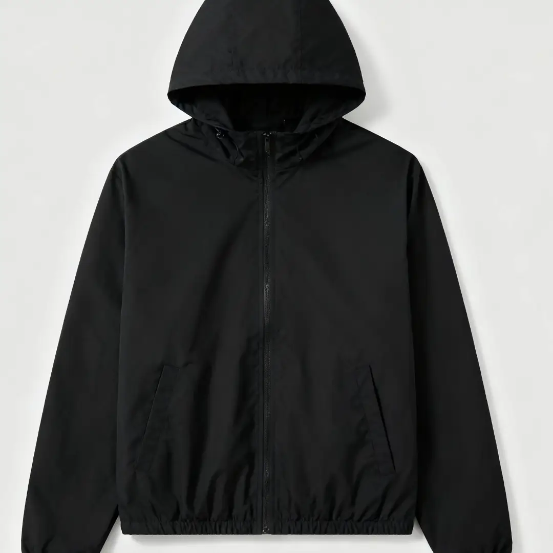 Left Black Block Concave Leve Black Zipper Hooded Jacket 11112144