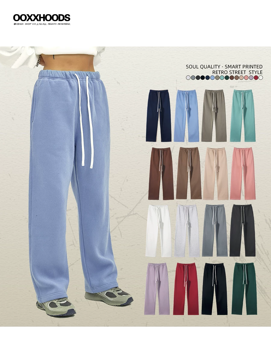 Multi-Color, Versatile, Skin-Friendly 350g Casual Sweatpants, Solid Color Sports Yoga Trendy Brand Set, Unisex Couple Outfit Foto QC de TAOBAO na Qualit.ly