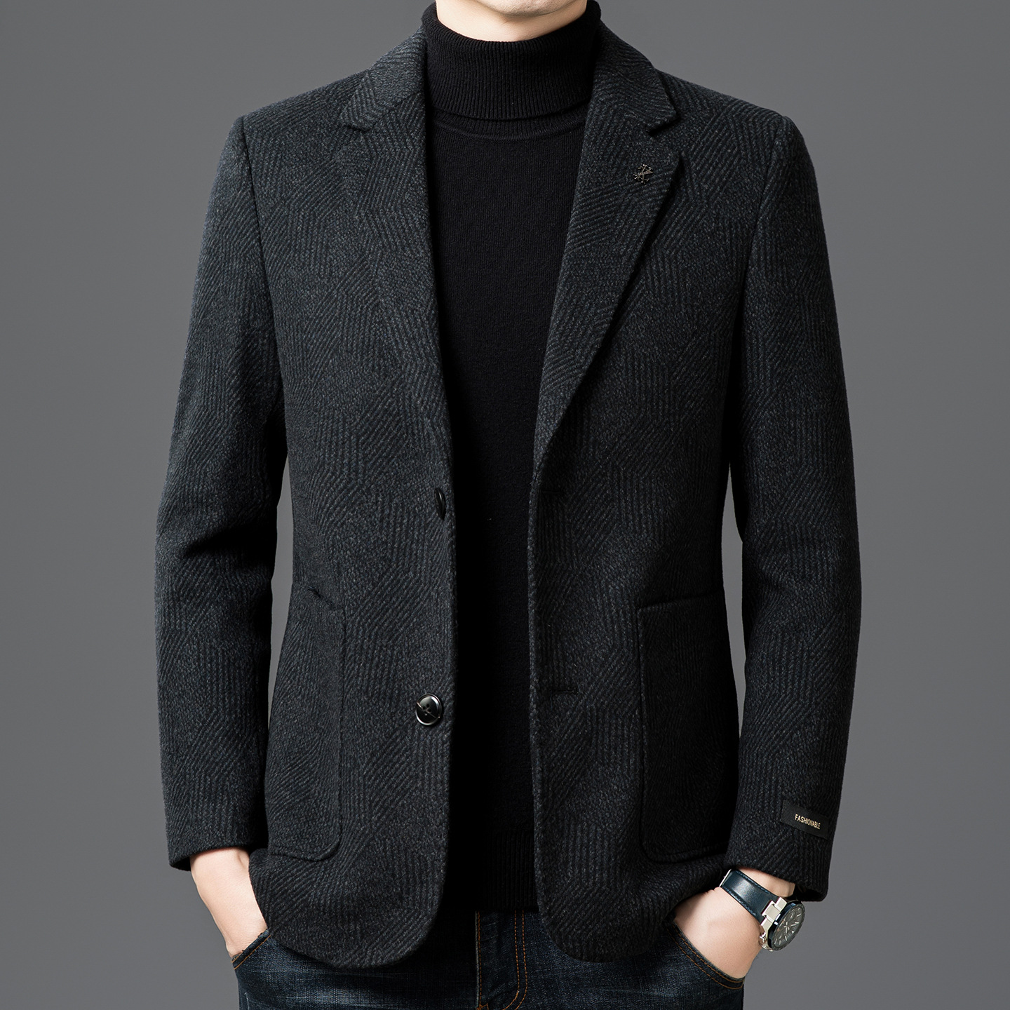 Light Luxury Woolen Suit Jacket, New Style, High-Quality, Business Casual for Middle-Aged Men, Big Brand Woolen Suit