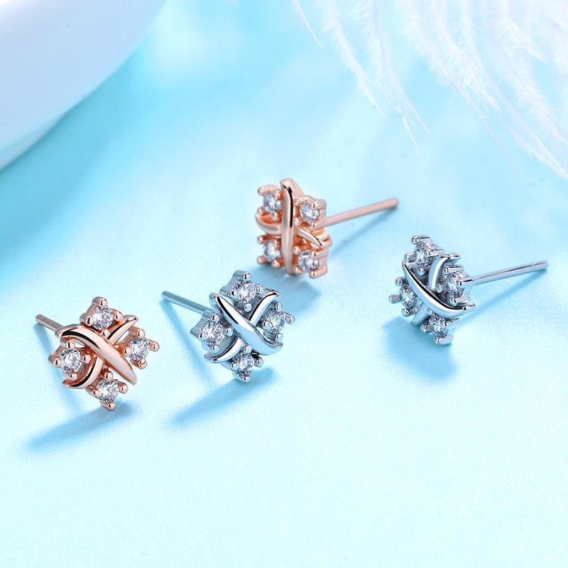 Runxin New Zirconium Stud Earrings Korean Style Fresh Style Fashionable Women's All-match Earrings Mori Series Student Simple Ear Jewelry