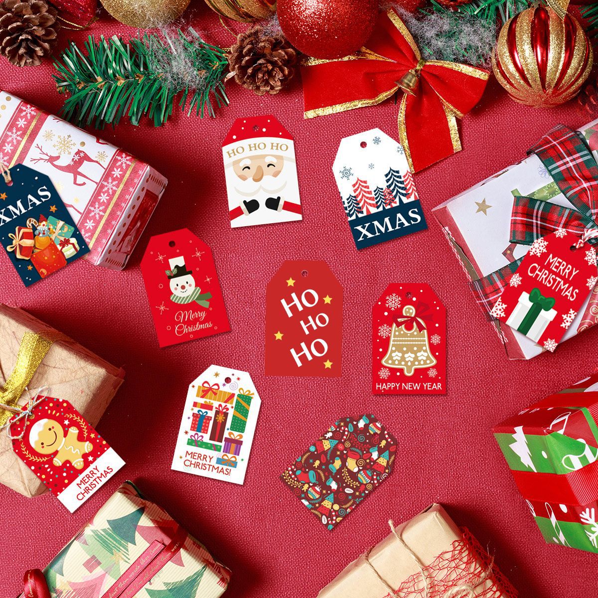 Cross Border Hot Sale Christmas Tree Decoration Gift Gift Box Decoration MerryChirstma Tag Holiday Card