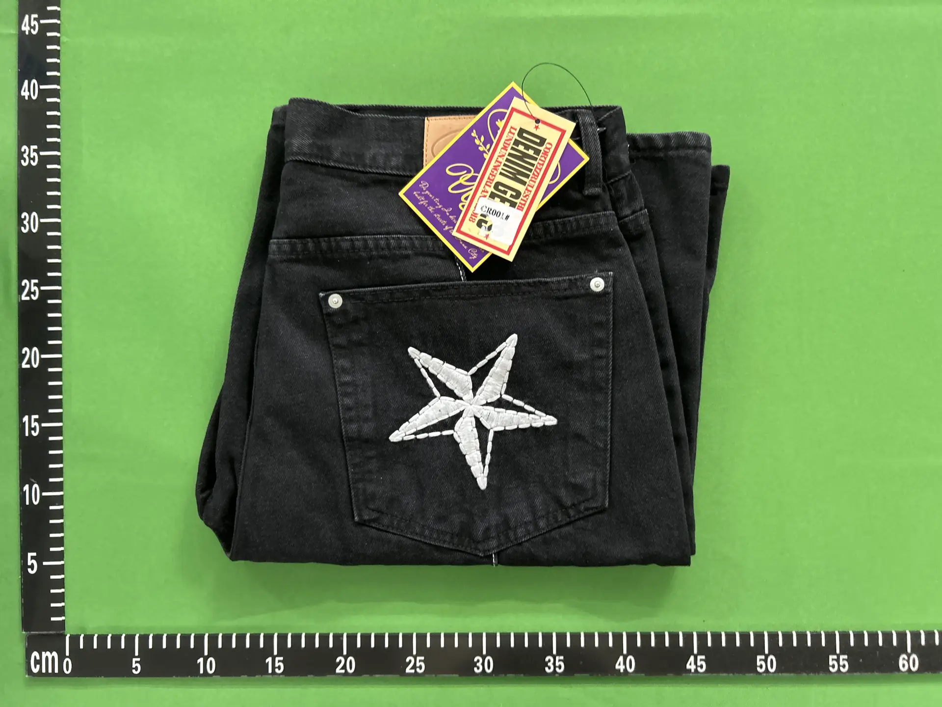 Corteiz Alcatraz Embroidered Five-Pointed Star Denim Shorts Men's Summer High Street Loose Casual Five-Point Pants Trendy
