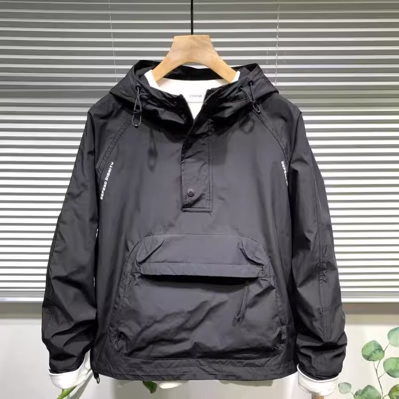Hooded Top Trendy Charge Clothes Loose Jacket Pullover Zipper Pocket Big Pocket Workwear Spring Jacket Casual Men