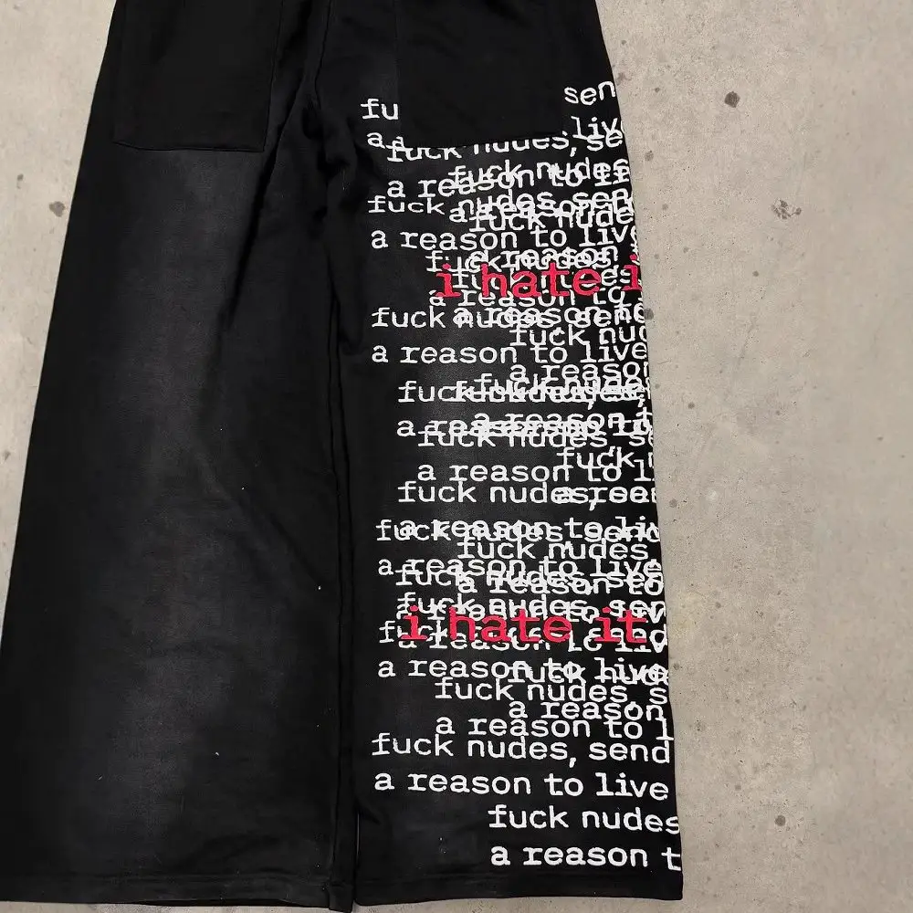 European and American Trendy Brand Casual Pants Personalized Graffiti Print Pattern Stretch Pants High Street Dark Gothic Y2K Pants Ins