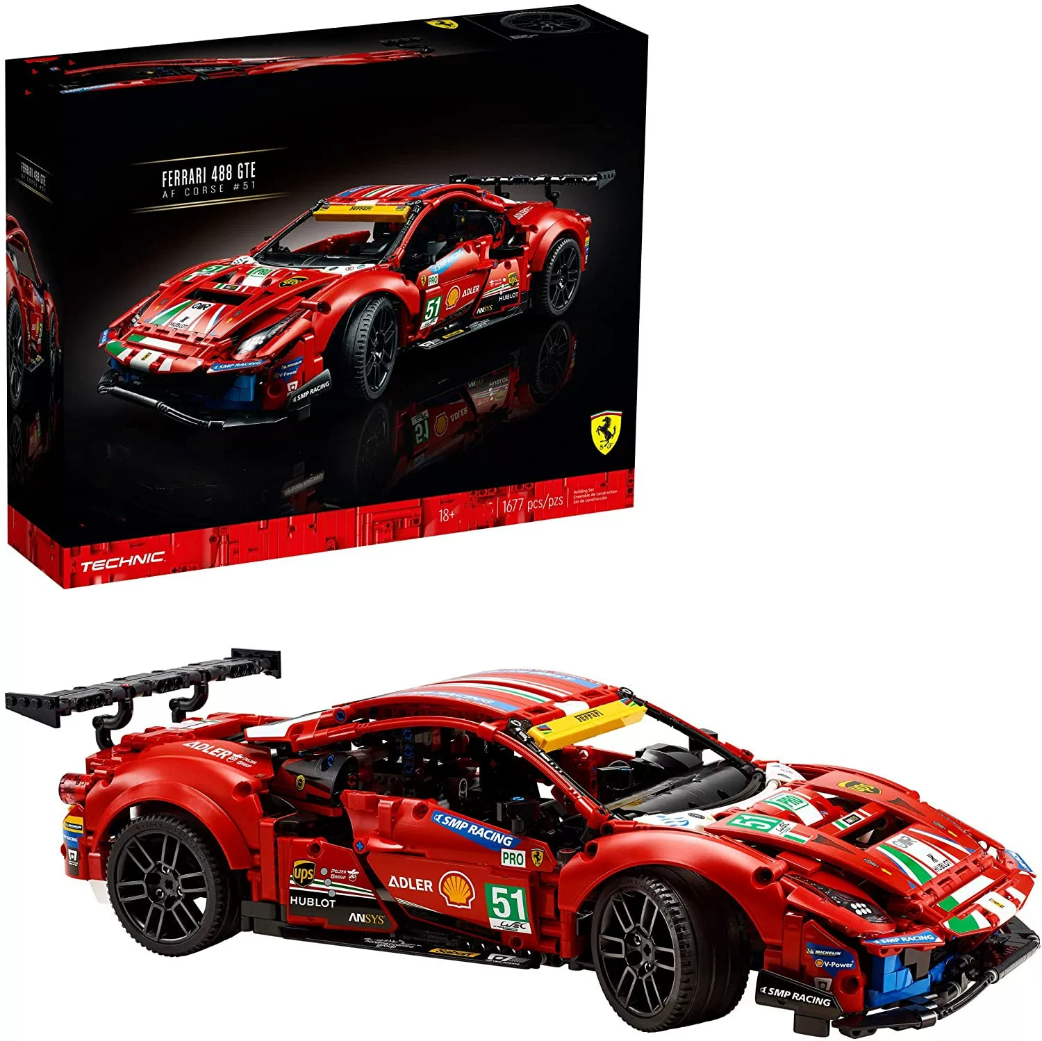 Chinese Building Block Set 42125 Ferrari 488 Gte Sports Car Small Particle Building Block Toy