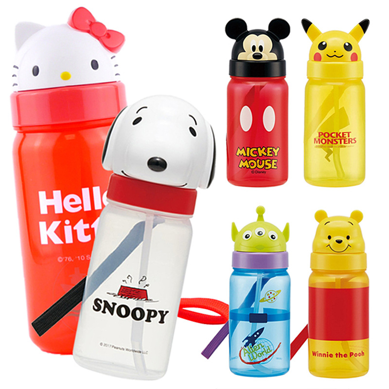 In-Stock Japanese Imported Skater Mickey Snoopy Straw Cup Water Cup Pikachu Children's Cup Portable Cup