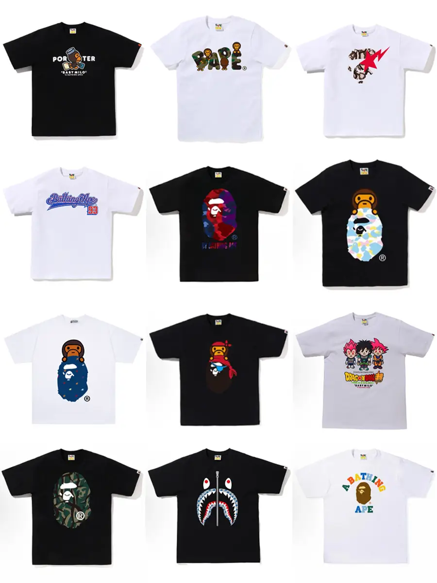 Trendy Brand Cross-Border Wholesale Supply Foreign Trade Dropshipping 230g Heavyweight Pe Shark Short-Sleeve T-Shirt 23