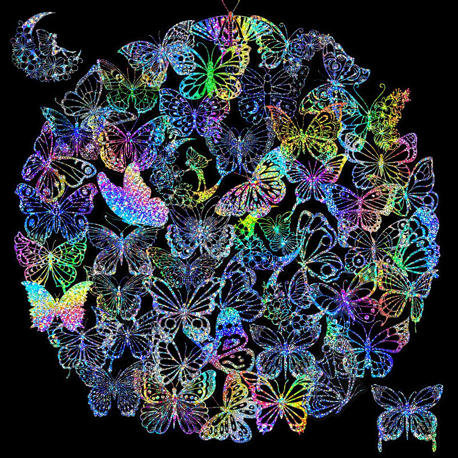 100 Sheets of Transparent Butterfly Laser Stickers Holographicstickers Laser Flash Holographic Stickers
