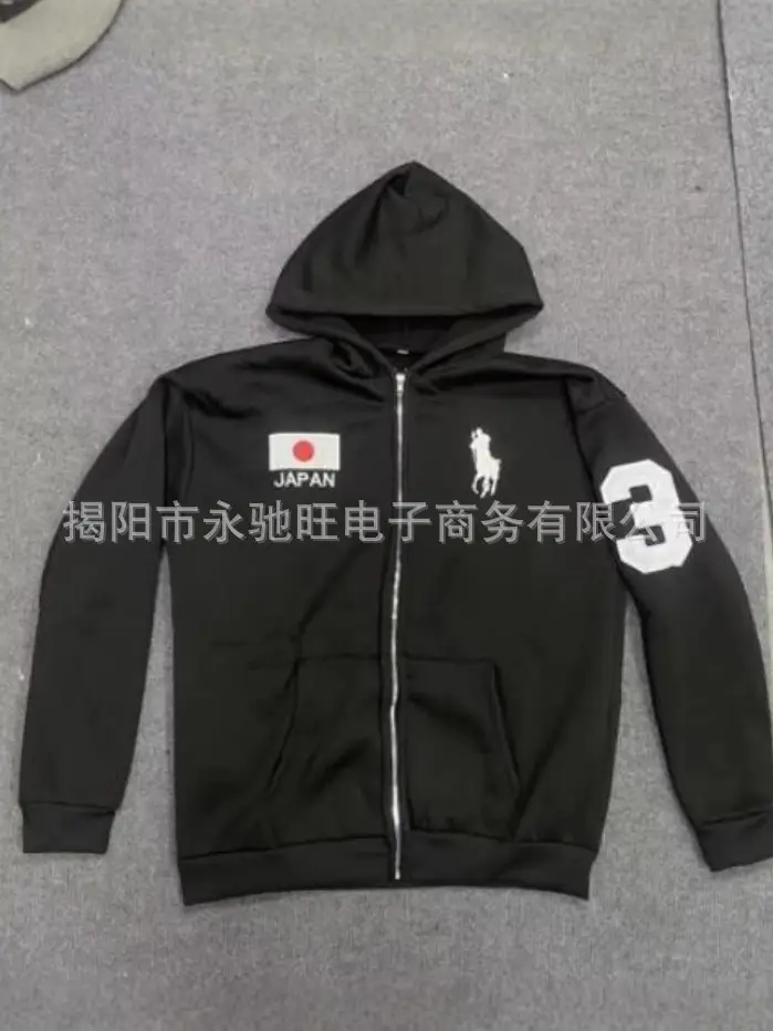 Patchwork Zipper Sweatshirt Long-Sleeved Hoodie Retro Jacket Men's and Women's Street Fashion Cross-Border Foreign Trade Embroidered Tops