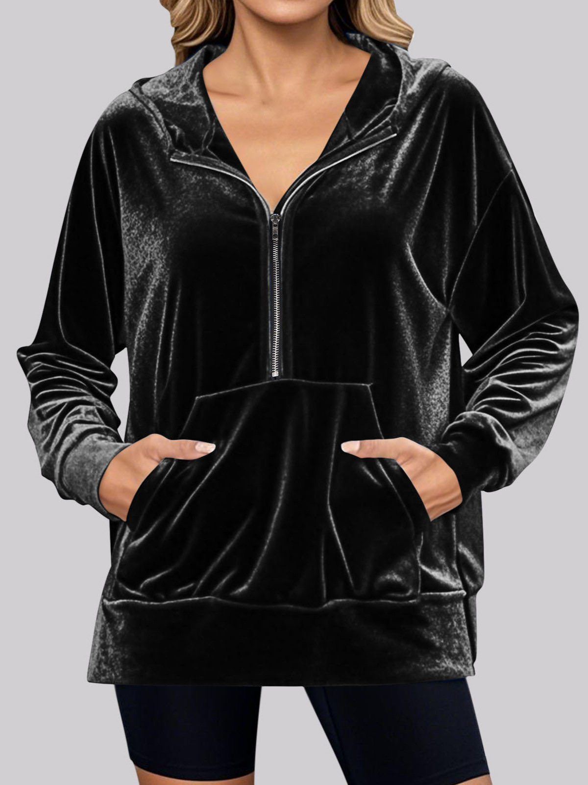 2025 Autumn and Winter New Cross-Border Export Amazon European and American Clothing Hooded Sweatshirt Long-Sleeved Fashion Korean Velvet Top
