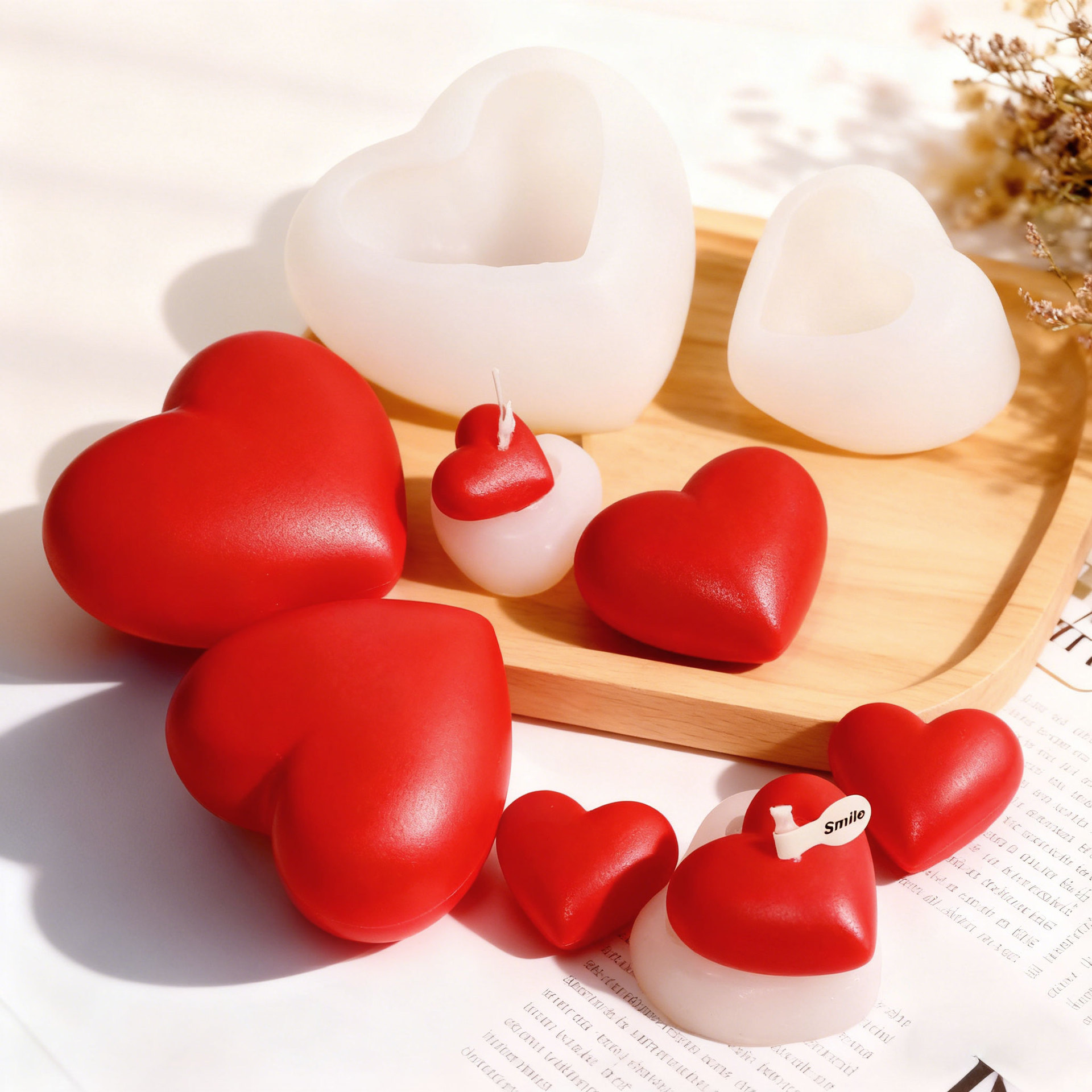 Jiahuimei Stereo Love Aromatherapy Candle Silicone Mould 5 Heart-shaped Gel Dropping Handmade Soap Chocolate Grinding Tool