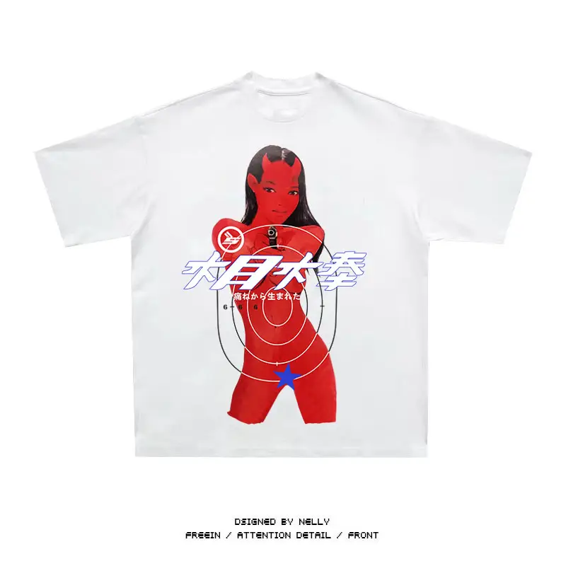 Sicko Little King Red Devilman Street hip hop Loose Men's and Women's Classic Black and White pure cotton Short Sleeve T-Shirt Trendy