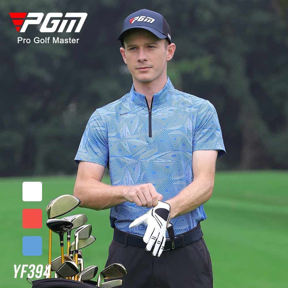 PGM golf clothing men's short sleeve T-shirt sports fabric stretch fashion Men's top factory direct supply