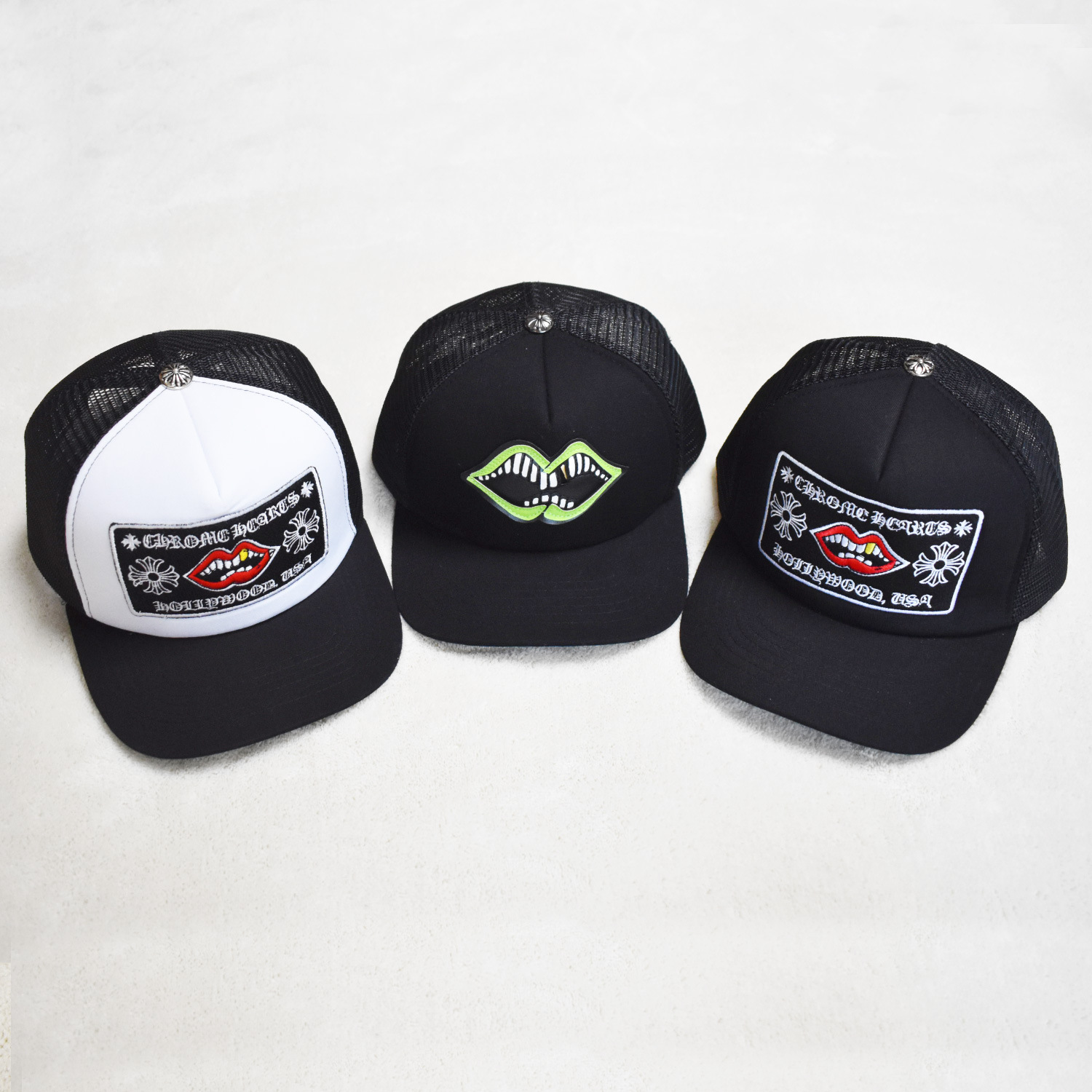 European and American Trendy Brand Chrome Silver Heart Heart Baseball Cap Cross Badge Big Mouth Big Brim Sun Hat for Men and Women