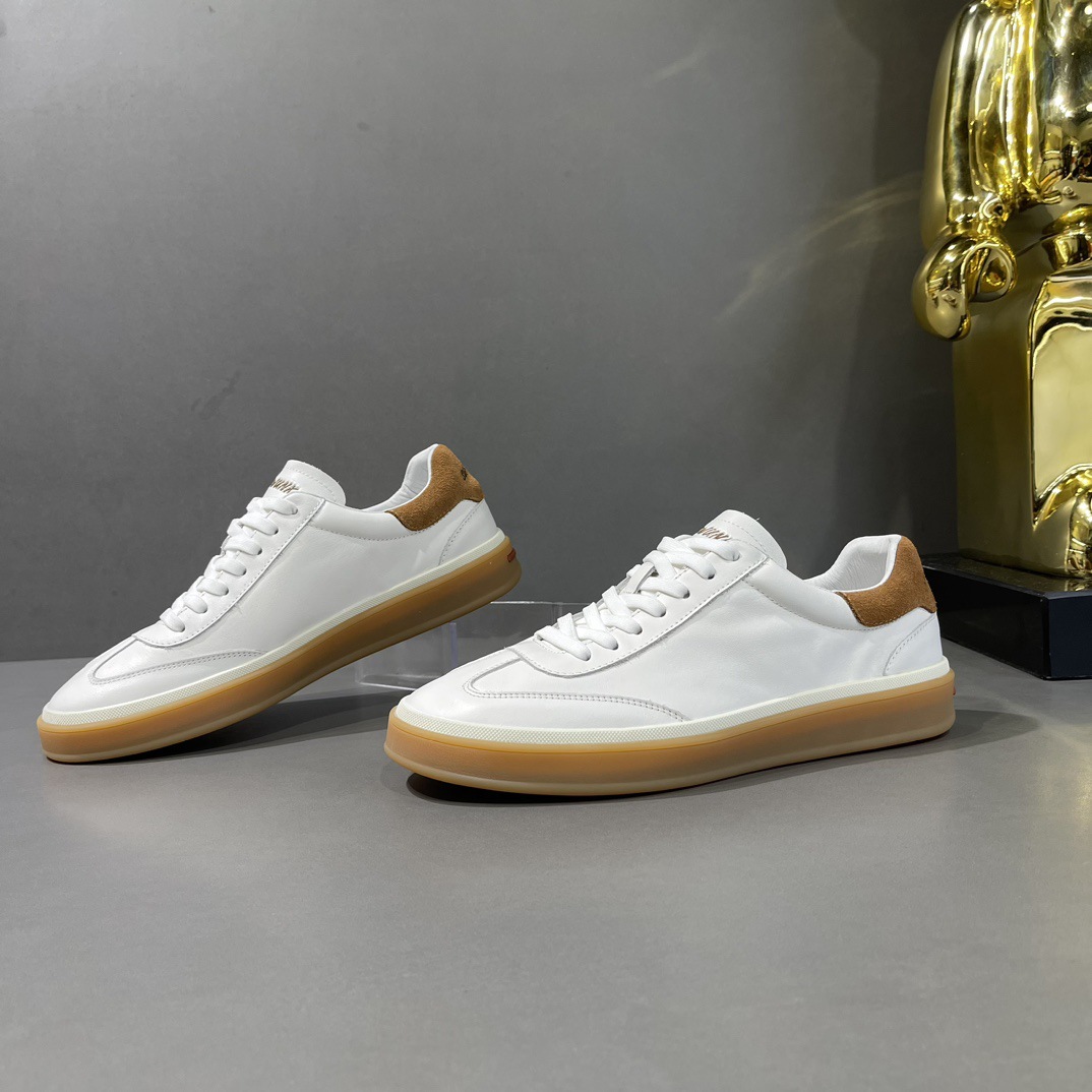 Genuine Leather White Shoes Men's Top Layer Cowhide Fashionable Retro Beef Sole Sports German Training Shoes Flat Comfortable Casual Sneakers