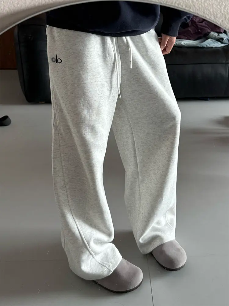 Letter Embroidered Scimitar Sweatpants for Men, Autumn Loose Drape Casual Sports Pants, Relaxed Loose Wide-Leg Trousers