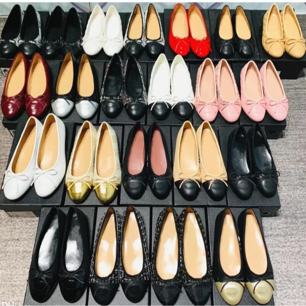 In-Stock Popular Foreign Trade Small Chanel-Style Bow Round-Toe Flat Shallow Versatile Comfortable Slip-On Ballet Shoes