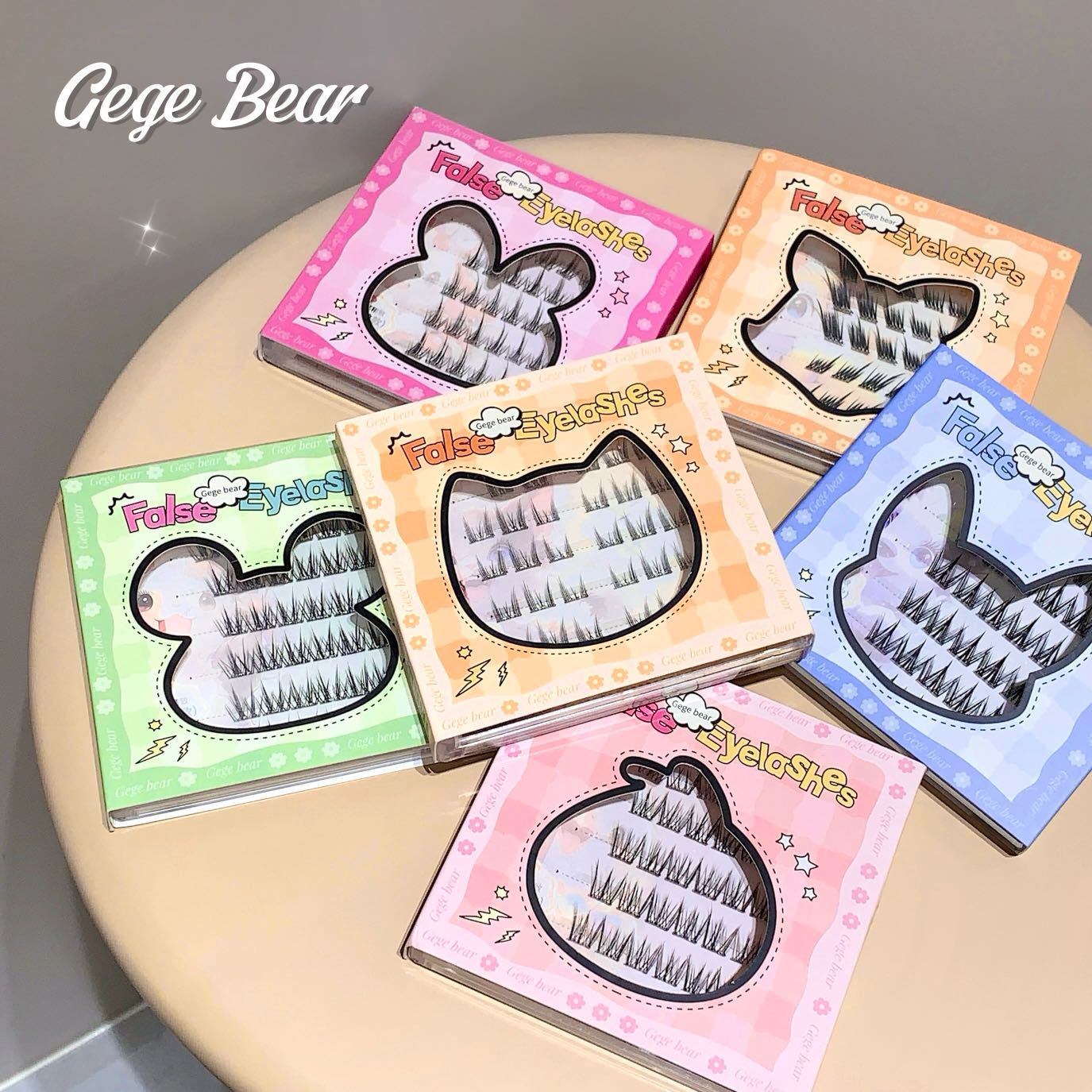 Gege Bear Stemless Glue-Free False Eyelashes Natural Comic Eyebrows Natural Mom-Style Lazy Early Riser Cross-Border Europe and America