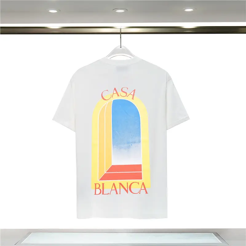 25 Spring and Summer Casablanca New Fantasy Door Starry Sky Castle Casa Letter Logo Short-Sleeved Couple T-Shirt