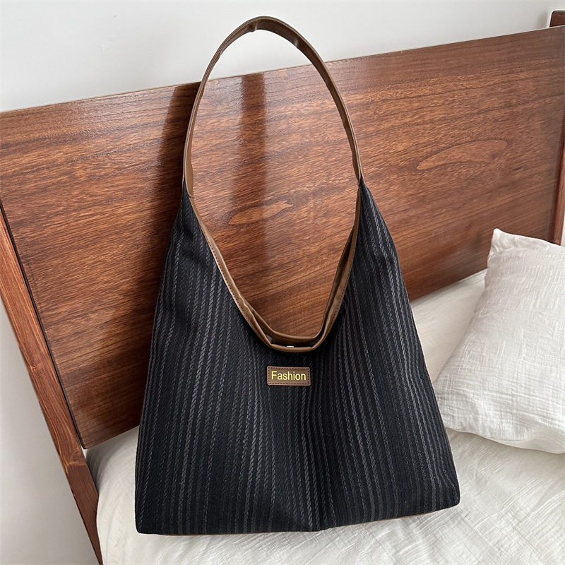 Bag commuter big bag female 2023 new fashion Plaid canvas shoulder bag large capacity class underarm tote bag
