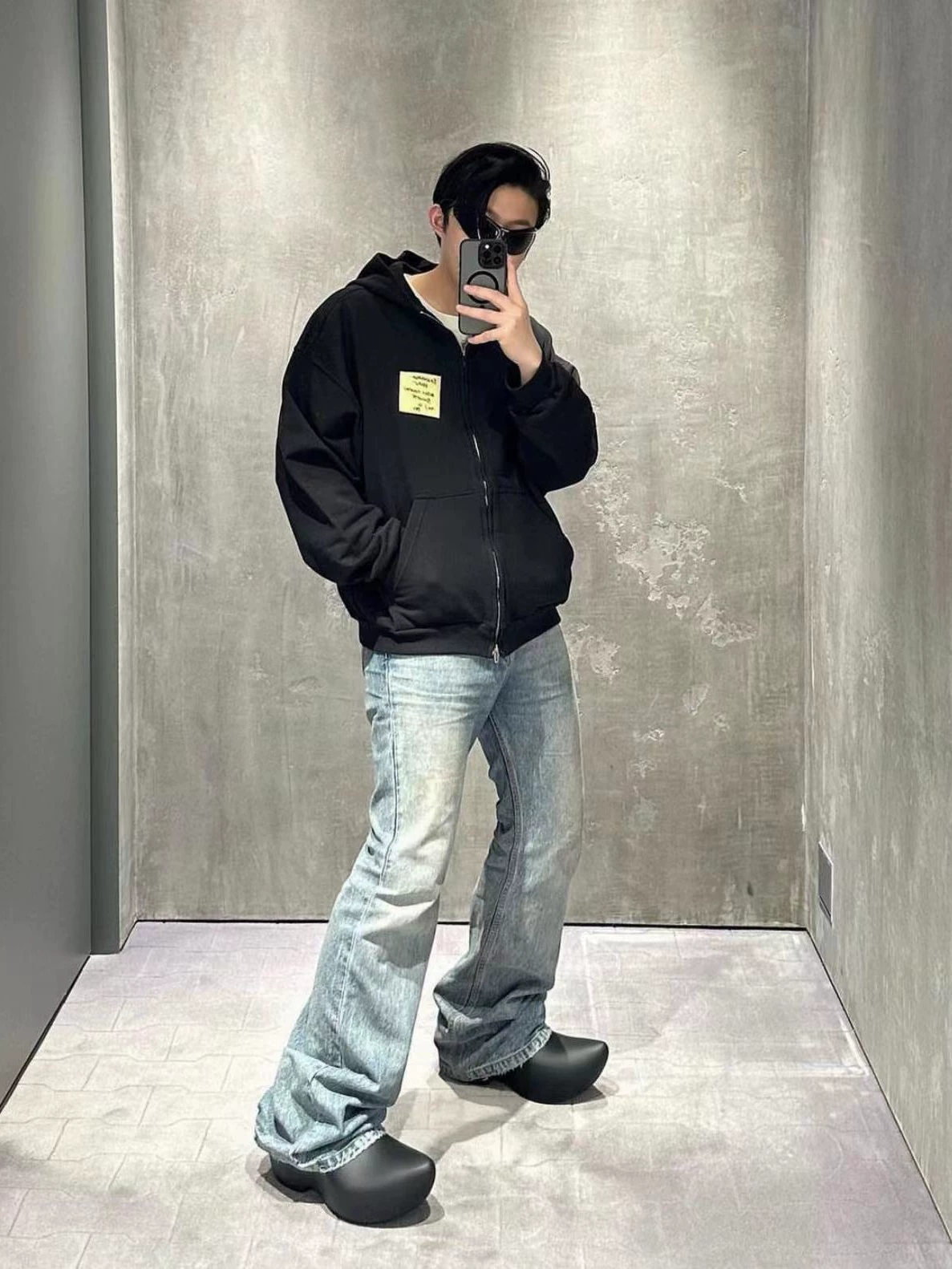 B Brand Paris Street Style Flared Vintage Video Tape Washed Blue Flared Jeans Dirtyfit Bell-Bottom Pants