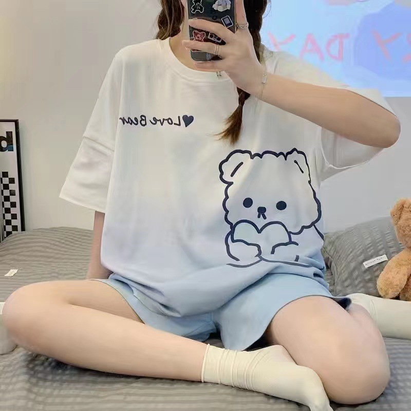 Pajamas Women's Summer Short-sleeved New Arrival 2025 Cute Cartoon Thin Outer Wear plus size Student Shorts Home Clothes suit