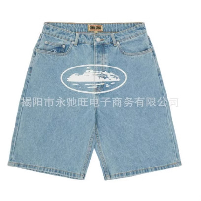 Corteiz Alcatraz Alcatraz Jeans Pants Star Embroidered High Street Shorts Casual Shorts