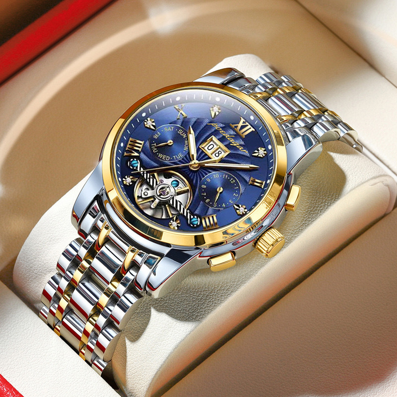 Fully Automatic Men's Mechanical Watch, Tourbillon, Waterproof, Fashionable Business Watch, High-End Luminous Men's Watch, Swiss Movement