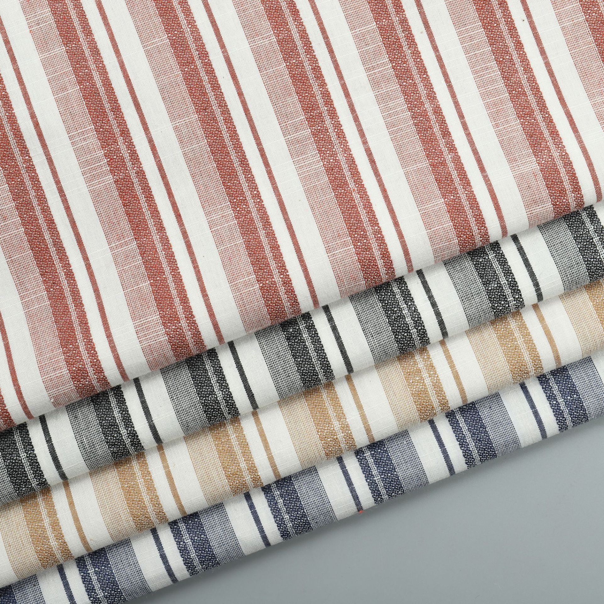 Viscose linen cotton yarn-dyed Jacquard striped cloth literary shirt suspender dress bedding decorative fabric spot
