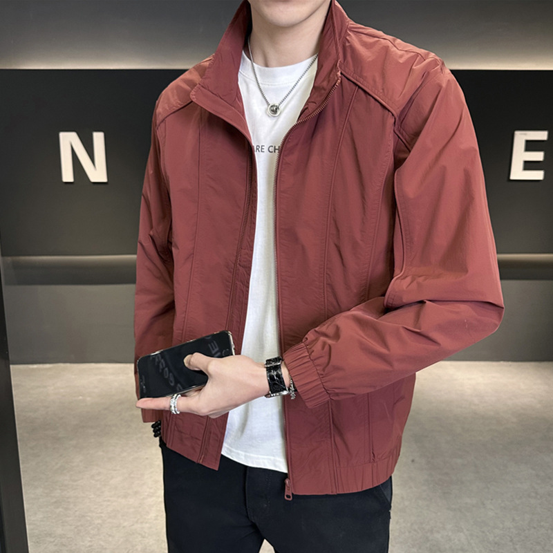 Men's Jacket 2025 Spring New Stand Collar Stylish Workwear Youth Jacket Versatile Fashion Trendy Top