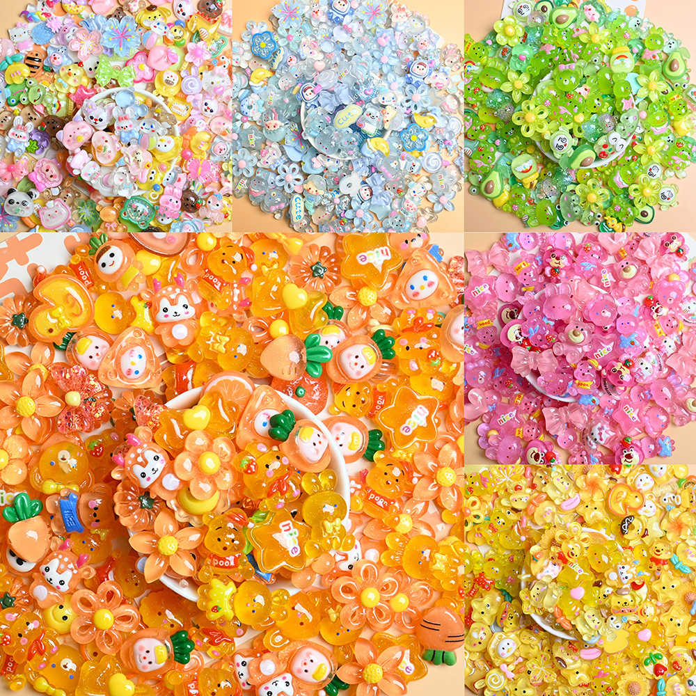New cute cartoon super cute color transparent resin accessories diy jewelry miniature food and play cream glue accessories