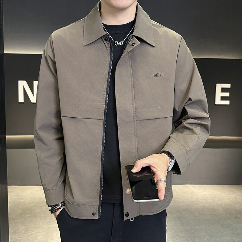 High-End Men's Jacket 2026 Spring Clothing Workwear Casual Loose Lapel Top Trendy Men's Fashion