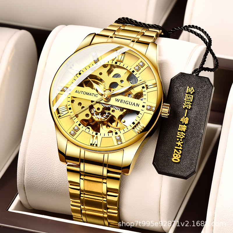 Shake the sound of a generation of automatic mechanical watches men's hollow business waterproof luminous fashion cross-border foreign trade