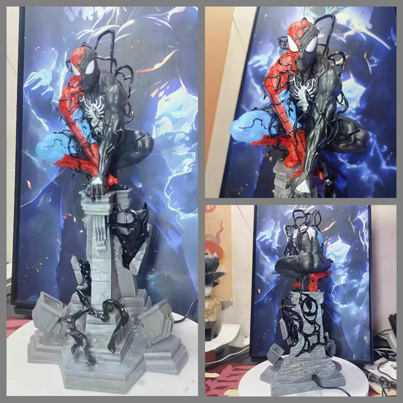 Around the movie Spider-Man Symbiotic Venom Luminous Squat Statue Ornaments Model Boxed Hand-held Foto QC de 1688 na Qualit.ly