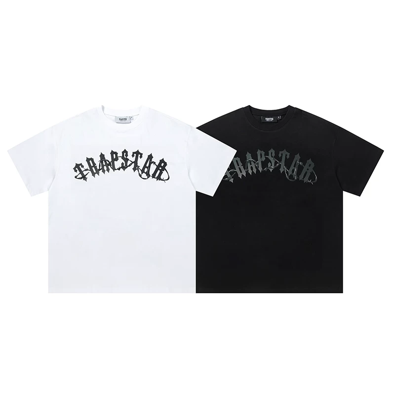 Thorn Arch Pattern Letter Print Short Sleeves