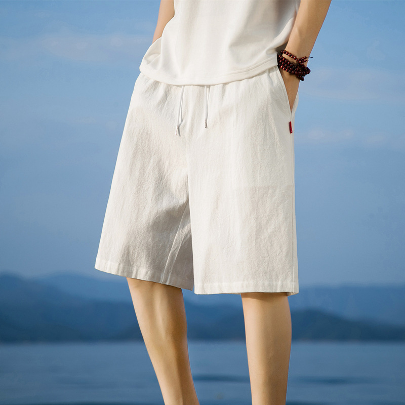Summer Home Pants Beach Pants Student Shorts Large Pants Chinese Style New Chinese Style Cotton Linen Linen Casual Pants for Men