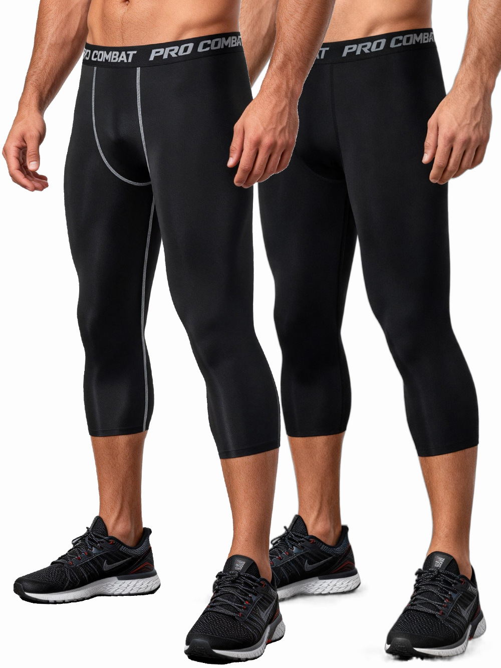 2026 Cross-Border Sports Tights for Men, Summer High-Elastic Quick-Dry Compression Pants for Running, Training, and Fitness, Three-Quarter Length Pants