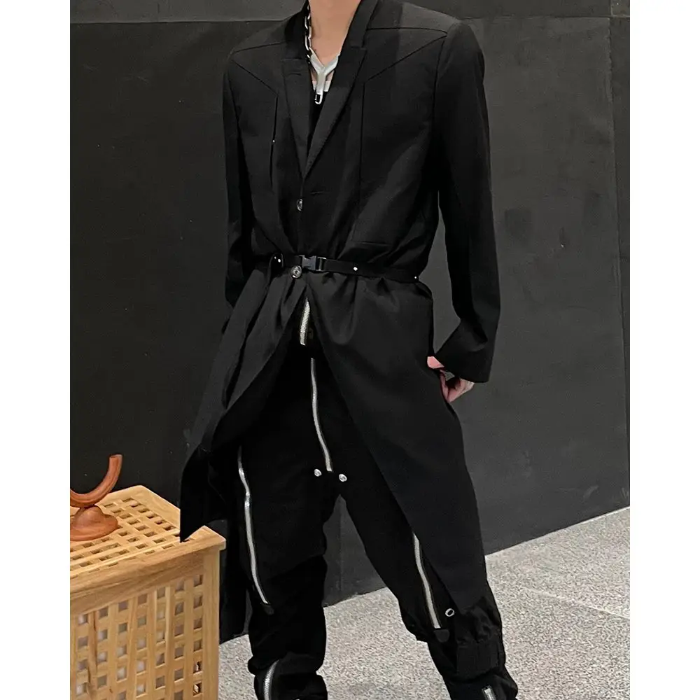 粉红大象FHDX暗黑RO风格宽肩西服大衣高肩潮宽松西装外套纯色长袖