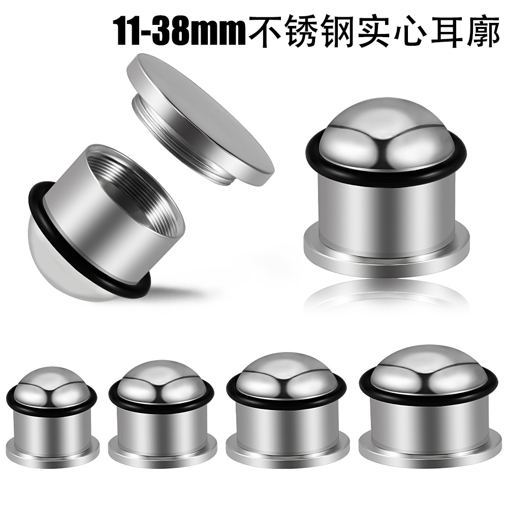 Cross-border internal thread expanded ear hole smooth cylindrical auricle solid stainless steel disc ear expansion puncture personalized earrings