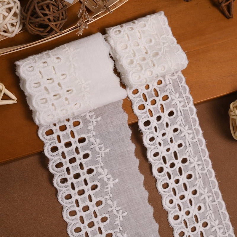 Plaid perforated cotton embroidered large wave perforated cotton embroidered children's clothing fashion